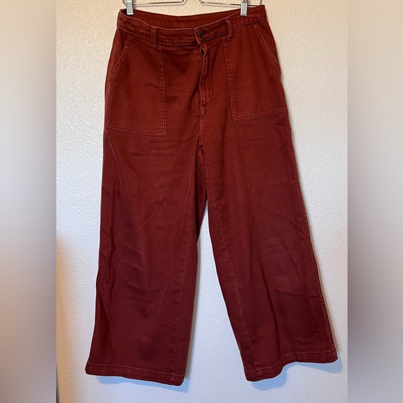 Universal Thread Rust Red Wide Leg High Waisted Cropped Pants 12 - Picture 3 of 9